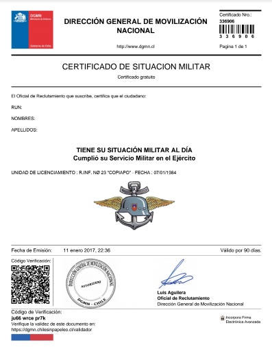 certificado de estado militar
